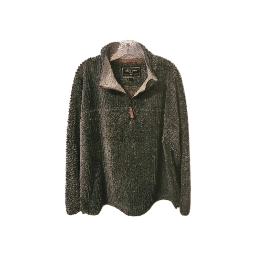 True Grit 1/4 Zip Frosty Tipped Pullover XL‎ Gray Deep Pile Sherpa Plush
